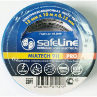 Изолента safeLine 15/10 Pro 15 мм х 10 м х 0,15 мм, синяя (1 шт.)