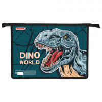 Папка для тетрадей ПИФАГОР А4, 1 отделение, картон/пластик, на молнии, "Dino world", 272131