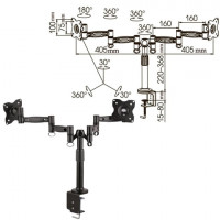 Кронштейн для 2 мониторов настольный KROMAX OFFICE-3, VESA 75/100, 15"-34", до 2х6 кг, 7 степеней свободы, 20032