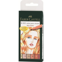 Набор капиллярных ручек Faber-Castell 6 PITT Artist Pen Brush Light Skin Tones, 6 шт. оттенки желтого, наконечник B (167162)