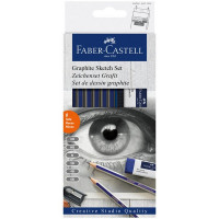 Набор чернографитных карандашей Faber-Castell Goldfaber 6 шт. + ластик + точилка, 2H-6B (Faber-Castell 114000)