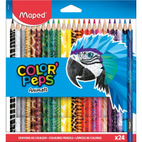Набор цветных карандашей Maped Color'Peps Animals с декором, 24 цвета, трехгранные, деревянные (MAPED 832224)*