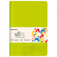 Тетрадь 48 л. в клетку обложка кожзам SoftTouch, сшивка, A5 (147х210мм), САЛАТОВЫЙ, BRAUBERG RAINBOW, 403878