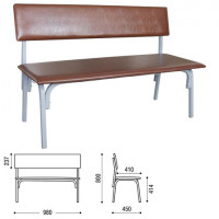 Банкетка со спинкой "Астрид", 1200х450х800 мм, серый каркас, кожзам коричневый Банкетка со спинкой "Астрид", 1200х450х800 мм, серый каркас, кожзам коричневый