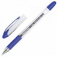 Ручка гелевая с грипом ОФИСМАГ "M-555", СИНЯЯ, игольчатый наконечник 0,5 мм, линия письма 0,35 мм, 144214