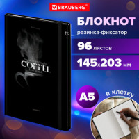 Блокнот с резинкой в клетку 96 л., А5 145х203 мм, твердая обложка, BRAUBERG, "Shadows", 116325 Блокнот с резинкой в клетку 96 л., А5 145х203 мм, твердая обложка, BRAUBERG, "Shadows", 116325