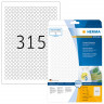HERMA 4385 (круглые) Этикетки самоклеющиеся Бумажные А4, д. 10 мм, цвет: Белый, клей: не перманентный (removable - обладает свойствами стикера), для печати на: струйных и лазерных аппаратах, в пачке: 25 листов/7875 этикеток