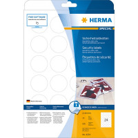 HERMA 4234 (круглые) Этикетки самоклеющиеся Гарантийные полиэстровые А4, д. 40 мм, цвет: Белый, клей: перманентный, для печати на: лазерных аппаратах, в пачке: 25 листов/600 этикеток