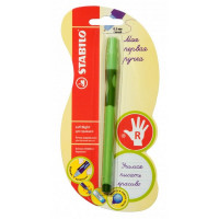 Ручка шариковая Stabilo LeftRight для правшей, F, зеленый корпус, цвет чернил: синий, Блистер  (STABILO 6328/2-B)