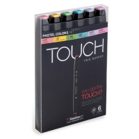 Набор спиртовых маркеров ShinHanart Touch Twin Пастельные тона, двухсторонние, 6 цветов (ShinHanart 1100616)