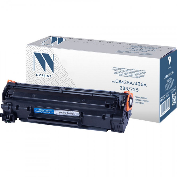 NV Print NVP-CB435A/436A/285/725 Картридж совместимый NV-CB435A / CB436A / CE285A / NV-725 универсальные для HP / Canon LaserJet P1005 /  P1006 /  M1120 /  M1120n /  M1522n /  M1522nf /  P1505 /  P1505n /  M1132 /  M1212nf /  M1217nfw /  P1102 /  P1102w /