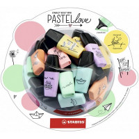 Текстовыделители Stabilo Boss Mini Pastellove в ассортименте в пластиковой банке: желтый, розовый, голубой, зеленый, оранжевый, 2-5 мм. (STABILO 07/50-07)
