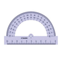 Транспортир 10 см. СТАММ, 180 градусов, пластиковый, тонированный, прозрачный, 1 шт. (СТАММ ТР13, 210519)