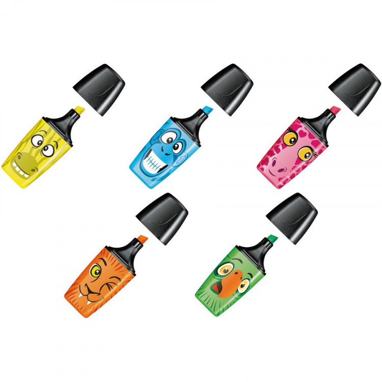 Набор текстовыделителей Stabilo Boss Mini Funnimals, 2-5 мм, скошенный, 5 цветов, пакет (Stabilo 07/05-SET)* Набор текстовыделителей Stabilo Boss Mini Funnimals, 2-5 мм, скошенный, 5 цветов, пакет (Stabilo 07/05-SET)*
