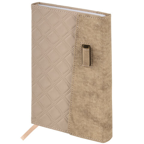 Ежедневник недатированный А5 145х215 мм, BRAUBERG "Stitch", под кожу, магнит, 160 л., бежевый, 116590 Ежедневник недатированный А5 145х215 мм, BRAUBERG "Stitch", под кожу, магнит, 160 л., бежевый, 116590